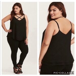 Torrid Black Crisscross Strap V Neck Cami Tank Top Plus Size 0‎ 12